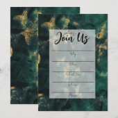 Smaragdgroene marmeren uitnodiging met invulvelden (Voorkant / Achterkant)