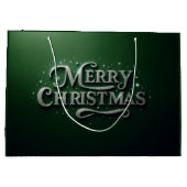 Smaragdgroene "Merry Christmas" geschenktas Groot Cadeauzakje (Achterkant)