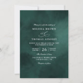Smaragdgroene Monogram Elegante QR Code Bruiloft Kaart (Voorkant)