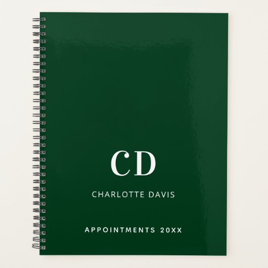 Smaragdgroene monogram initialen 2026 planner (Voorkant)