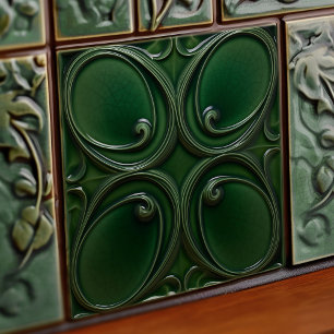 Smaragdgroene muur Decor Art Nouveau Ceram Tegeltje