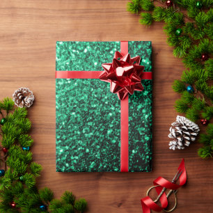 Smaragdgroene nepschittering glinstert cadeaupapier