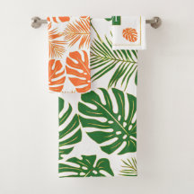 Smaragdgroene, oranje tropische bladeren en monogr