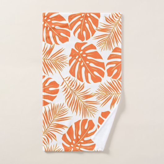 Smaragdgroene, oranje tropische bladeren en monogr bad handdoek (Handdoek)