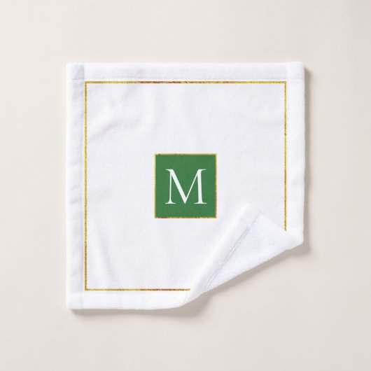 Smaragdgroene, oranje tropische bladeren en monogr bad handdoek (Wasdoekje)