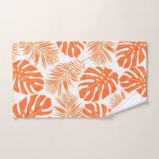 Smaragdgroene, oranje tropische bladeren en monogr bad handdoek (Handdoek)