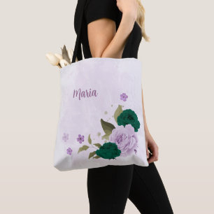 smaragdgroene paarse bloemen draagtas