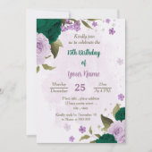 smaragdgroene paarse bloemen verjaardag kaart (Voorkant)