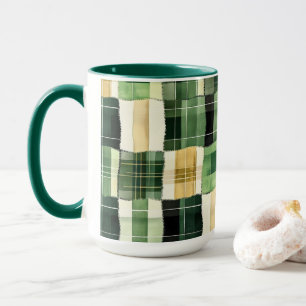 Smaragdgroene Patchwork Plaid Mok