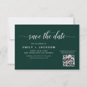 Smaragdgroene QR-code - Sla de datum op 3 Foto Save The Date (Achterkant)