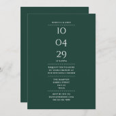 Smaragdgroene repetitie Diner Datum Kaart (Voorkant / Achterkant)