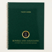 Smaragdgroene ronde Logo Naam Professional Planner (Voorkant)