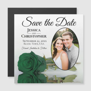 Smaragdgroene Roos Save The Date Foto Magneet