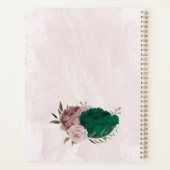 smaragdgroene roze bloemen bruiloft planner (Achterkant)