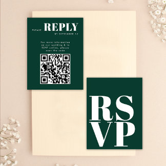 Smaragdgroene RSVP-kaarten voor Huwelijks QR-code RSVP Kaartje