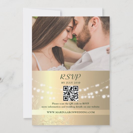 Smaragdgroene rustieke houten bruiloft QR-code Kaart (Achterkant)