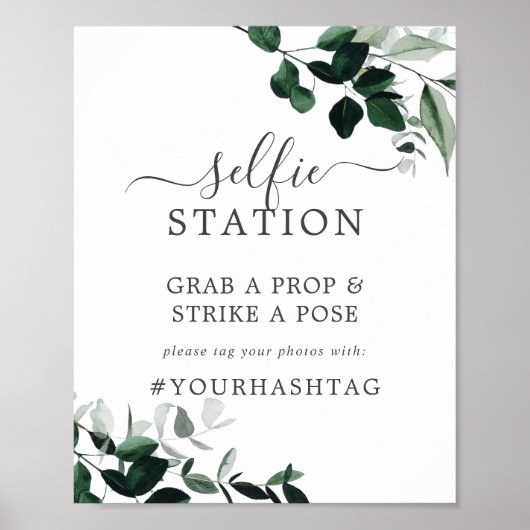 Smaragdgroene selfie-station trouwbord poster (Voorkant)