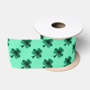 Smaragdgroene sprankelende Shamrock-klaverpatroon Lint