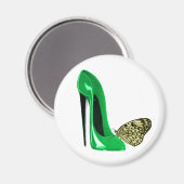 Smaragdgroene Stiletto Schoen en Vlinder Magneet (Voorkant / Achterkant)