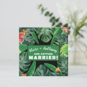 Smaragdgroene Tropische Jungle Bestemmingsbruiloft Save The Date (Staand voorkant)