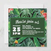 Smaragdgroene Tropische Jungle Bestemmingsbruiloft Save The Date (Achterkant)