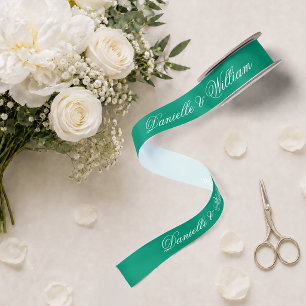 Smaragdgroene Trouw Elegante Script Calligrafie Lint