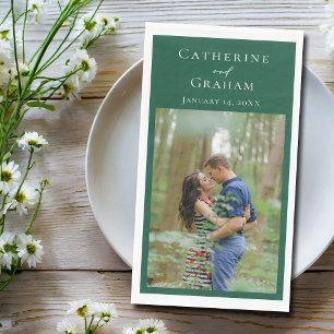 Smaragdgroene Trouw Persoonlijke Foto Servet