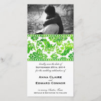 Smaragdgroene vintage damast kant Save the Date