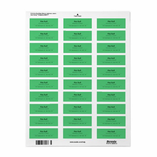 smaragdgroene vlakte etiket (Full Sheet)
