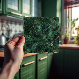 Smaragdgroene wanddecoratie Art Nouveau-mozaïek Tegeltje