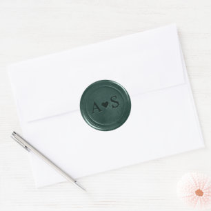 Smaragdgroene wassticker met initialen ronde sticker