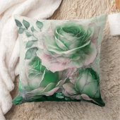 Smaragdgroene Watercolor Roos Vergroot Kussen (Deken)