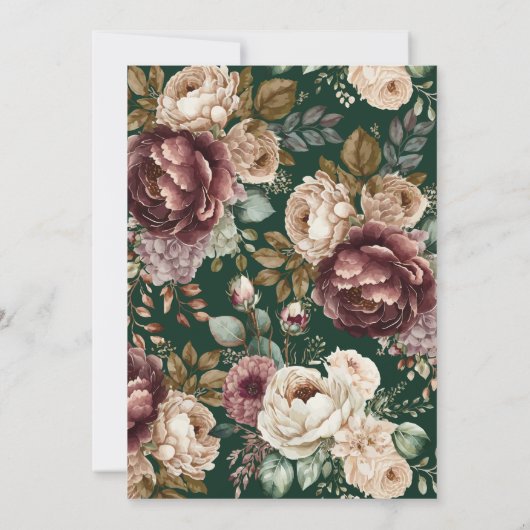 Smaragdgroene Waterverf bloemenbruiloft Uitnodigin (Achterkant)