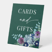 Smaragdgroene waterverf bloemenwinter bruiloft reclamebord met voetstuk (Voorkant)