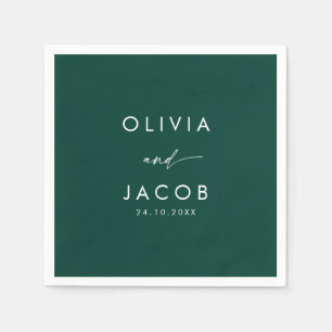 Smaragdgroene waterverf bloemenwinter bruiloft servet