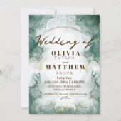 Smaragdgroene waterverf moderne trouw  kaart (Voorkant)