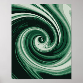 Smaragdgroene werveling abstractie poster