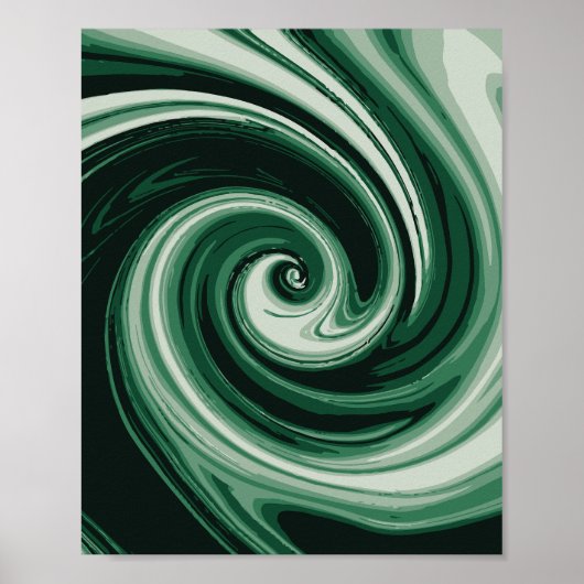 Smaragdgroene werveling abstractie poster (Voorkant)