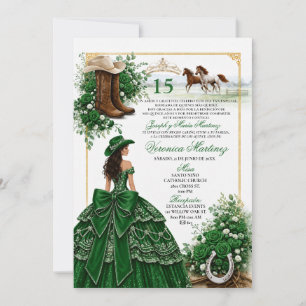 Smaragdgroene Westerse Quinceañera Groene Cowgirl Kaart