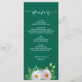 Smaragdgroene witte bloemenbruiloft menu (Voorkant)