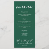 Smaragdgroene witte typografie Forest Wedding Menu (Voorkant)