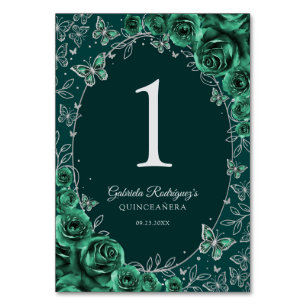 Smaragdgroene Zilveren Quinceanera Kaart