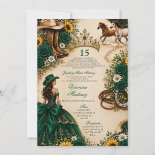 Smaragdgroene zonnebloem roos Vaquera Quinceañera Kaart