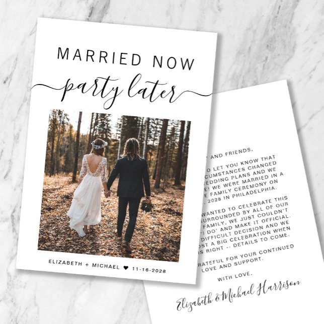 Smarried Now Party Later Fotobruiloft aankondiging (Creator heeft geüpload)