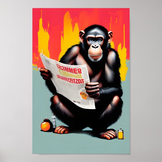 Smart Ape Poster - Chimp Wall Art (Voorkant)