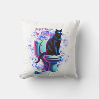 Smart Black Cat met een bril - Grappige Cartoon Kussen