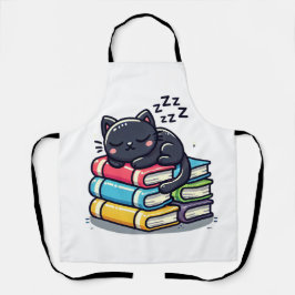 Smart Black Cat met een bril - Grappige Cartoon Schort