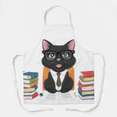 Smart Black Cat met een bril - Grappige Cartoon Schort (Voorkant)
