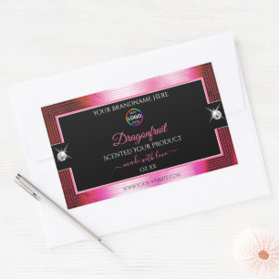 Smart Black Shiny Crimson Pink Logo Productlabel Rechthoekige Sticker