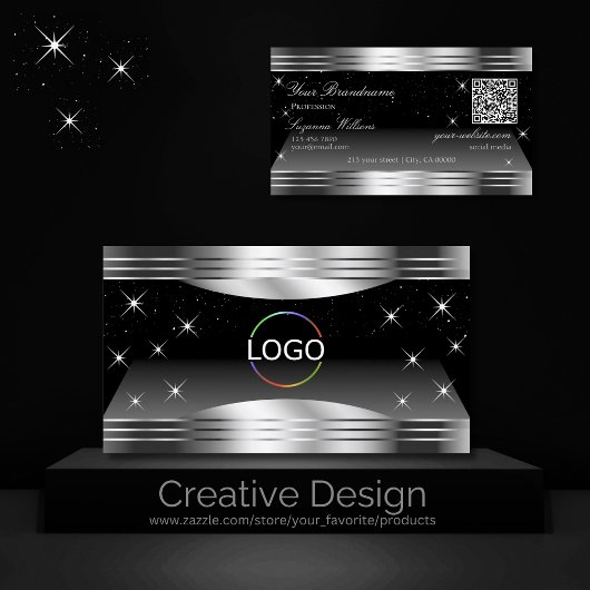 Smart Black Silver Shimmer grenst aan Logo QR-code Visitekaartje